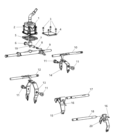 2005 Dodge Ram 1500 SHIFTER-Tower Diagram for 5143944AA