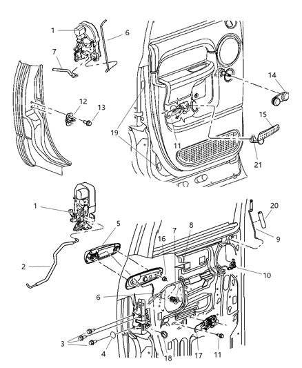 2007 Dodge Ram 2500 Handle-Inside Release Diagram for 1CR96ZJ3AA