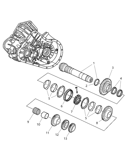 2008 Chrysler PT Cruiser Main / Output Shaft Assembly Diagram