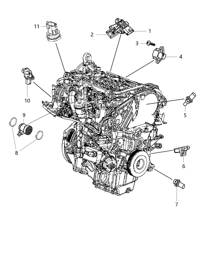 2016 Jeep Renegade Sensors, Engine Compartment Diagram 4