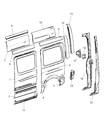 2009 Dodge Sprinter 2500 Side Outer Panel Diagram 1