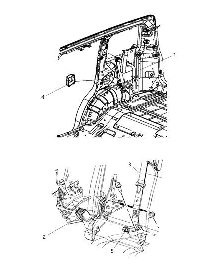 2008 Jeep Liberty Rear Center Shoulder Seat Belt Diagram for 5KJ72DK7AB