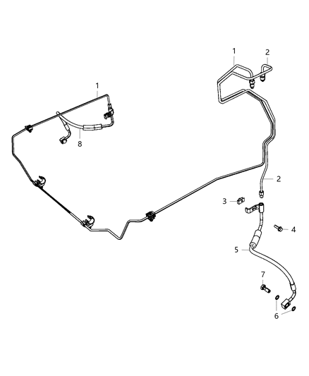 2021 Jeep Wrangler Brake Tubes & Hoses, Front Diagram