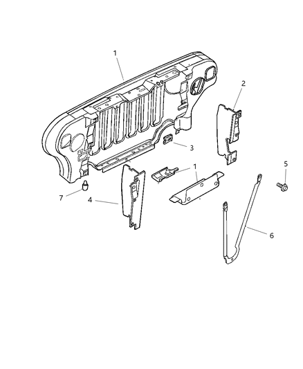 2005 Jeep Wrangler Grille & Related Parts Diagram