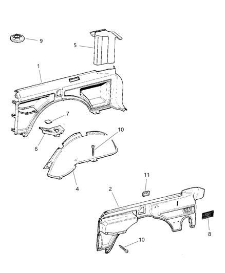 2000 Jeep Cherokee Panels - Interior Trim, Rear Diagram 1