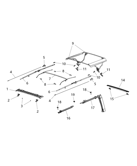 2017 Jeep Wrangler Latch-Folding Top Diagram for 68003656AB