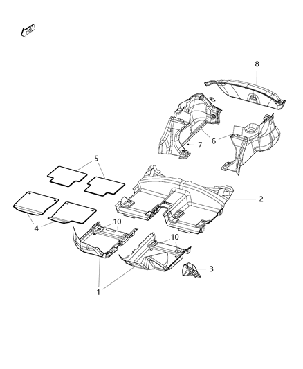 2017 Chrysler 200 Carpet-Front Floor Diagram for 5NH71DX9AC