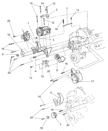 2000 Dodge Dakota Alternator & Mounting Diagram 2