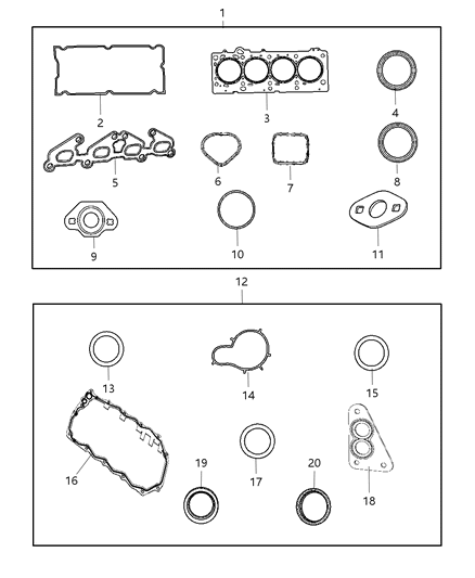 2008 Chrysler PT Cruiser Engine Gasket Packages Diagram 1