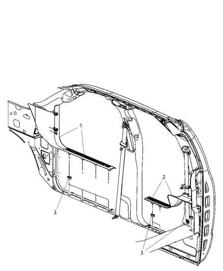 2010 Dodge Ram 2500 Cowl Side Panel & Scuff Plates Diagram