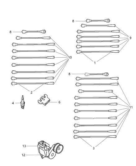 2000 Dodge Ram 1500 Spark Plugs, Ignition Cables And Coils Diagram