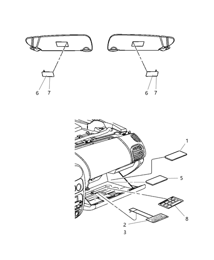 2004 Dodge Neon Instrument Panel & Visors Diagram