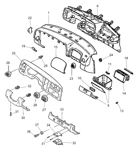 2000 Dodge Durango Outlet Air Conditioning Diagram for 5GR96VK9AA