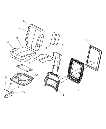 2007 Chrysler Pacifica Seat Cushion Foam Diagram for 68002348AA