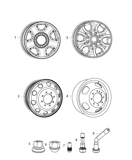 2015 Ram 3500 Wheels & Hardware Diagram