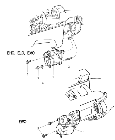 2000 Dodge Ram 2500 Starter & Mounting Diagram 1