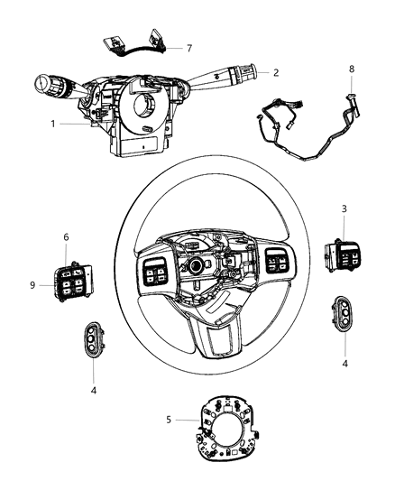 2012 Chrysler 200 Switches - Steering Column & Wheel Diagram