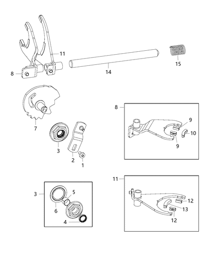 2012 Jeep Wrangler Shift Forks & Rails Diagram 7