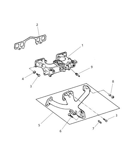 2000 Dodge Dakota Manifold - Intake & Exhaust Diagram 1