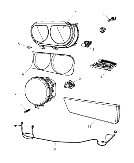 2008 Dodge Challenger Lamps, Front Diagram