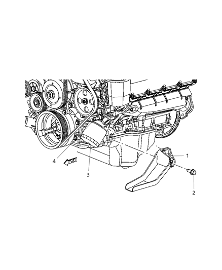 2007 Chrysler Aspen Engine Oil Drip Trough & Mounting Diagram