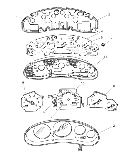 1997 Dodge Intrepid Cluster, Instrument Panel Diagram