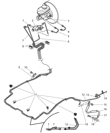 1997 Jeep Wrangler Brake Lines & Hoses, Front Diagram 3