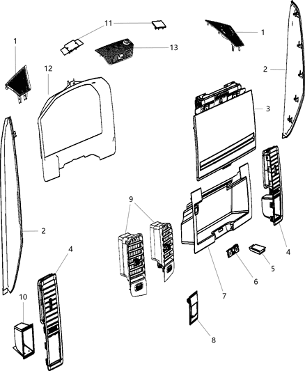 2013 Ram 1500 Outlet-Air Conditioning & Heater Diagram for 1WA63DX9AB