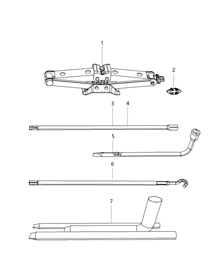 2021 Jeep Gladiator Jack Assembly & Tools Diagram