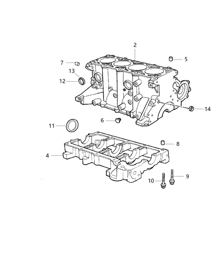 2006 Jeep Wrangler Block-Short Diagram for 5019344AB