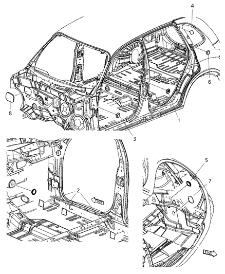 2010 Chrysler PT Cruiser Body Plugs & Exhauster Diagram