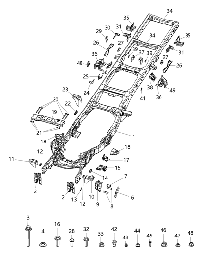2020 Ram 3500 Rod-Exhaust Pipe Support Diagram for 52014282AA