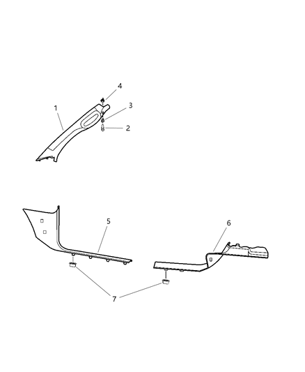 2005 Dodge Ram 3500 Panel-A Pillar Trim Diagram for 5GR28TL2AG