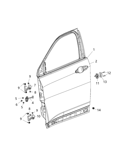 2019 Jeep Compass Door Lower Hinge Right Diagram for 68306516AA