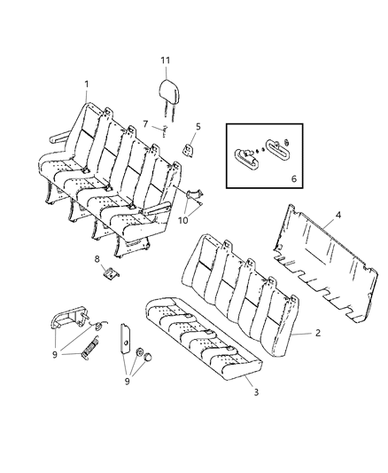 2008 Dodge Sprinter 2500 Rear Seat - 4 Passenger Diagram 1