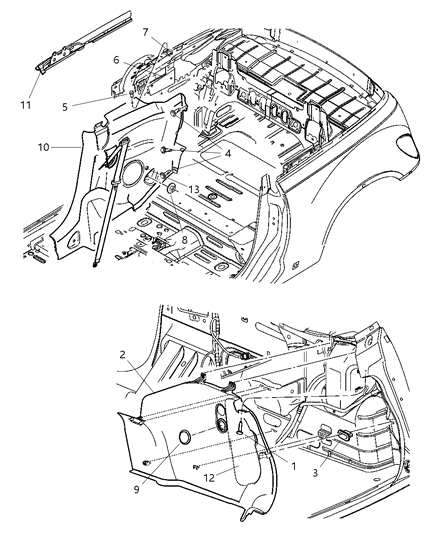 2005 Chrysler PT Cruiser Panel-Quarter Trim Diagram for RJ75WL8AE