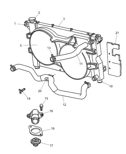 2000 Dodge Caravan Radiator & Related Parts Diagram 3