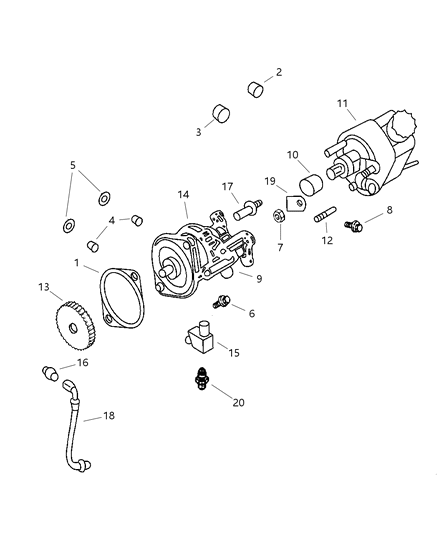 2000 Dodge Ram 1500 Tube-Vacuum Pump Diagram for 5015841AA