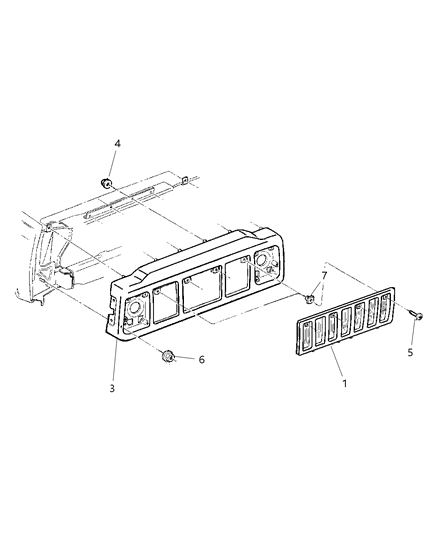 2001 Jeep Cherokee Grille Diagram for 5EM65XV3