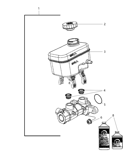 2009 Jeep Liberty Reservoir-Brake Master Cylinder Diagram for 68003618AB