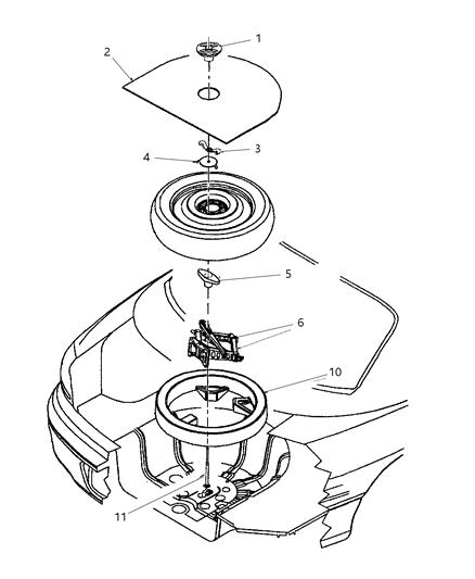 2000 Chrysler 300M Jack & Spare Tire Stowage Diagram