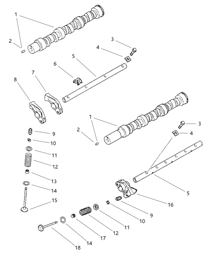 1999 Dodge Stratus Camshaft & Valves Diagram 3