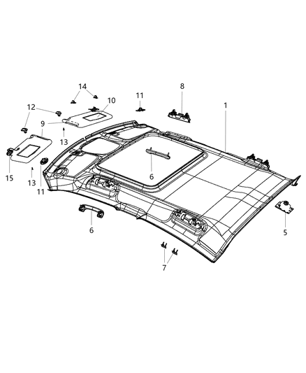 2015 Dodge Charger Headliner Diagram for 5VK00DX9AB