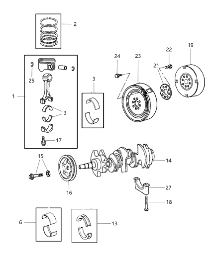 2002 Chrysler Concorde Crankshaft , Piston And Torque Converter Diagram 1