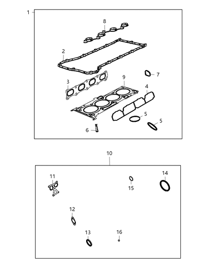 2012 Jeep Patriot Engine Gasket Kits Diagram 1