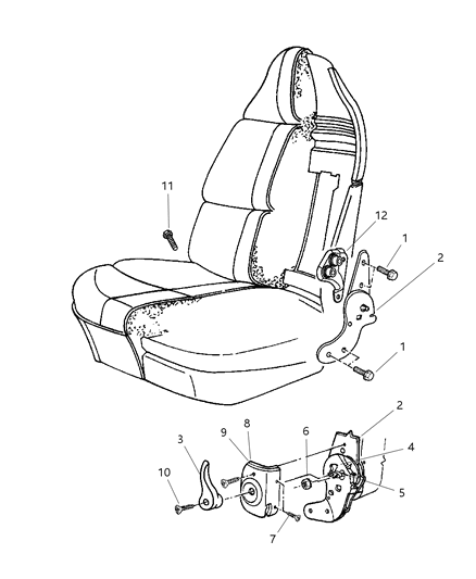 2003 Dodge Ram Van Cover-Front Seat Hinge Diagram for TF771T5AA