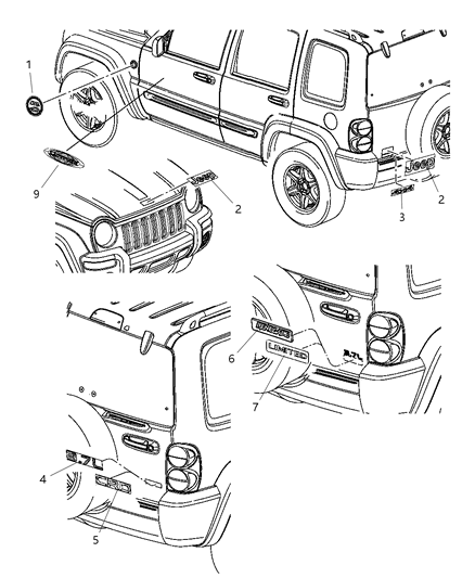 2007 Jeep Liberty Nameplates Diagram