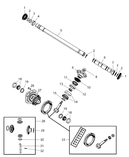 2008 Chrysler Aspen Differential Assembly, Front Diagram