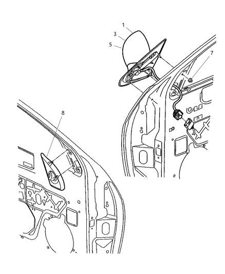 2002 Dodge Neon Mirror, Exterior Diagram