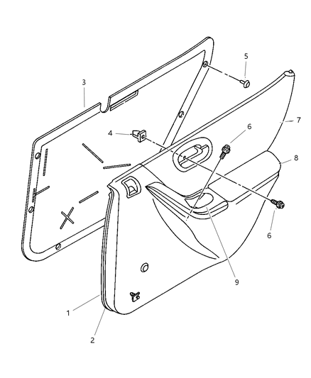 1999 Dodge Stratus Door Panels - Rear Diagram